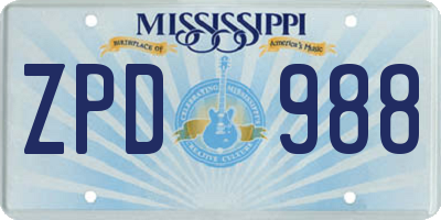 MS license plate ZPD988