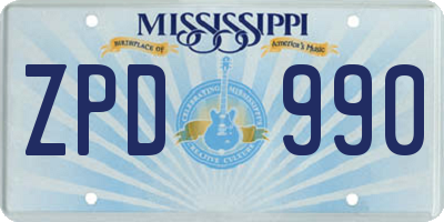 MS license plate ZPD990