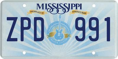 MS license plate ZPD991