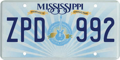 MS license plate ZPD992