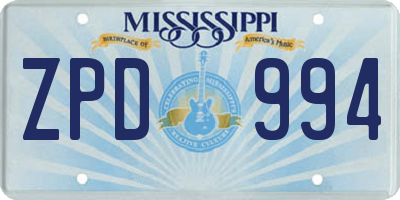MS license plate ZPD994