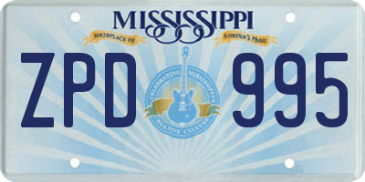 MS license plate ZPD995