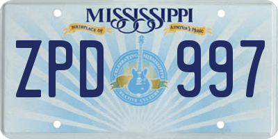 MS license plate ZPD997