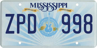 MS license plate ZPD998