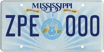 MS license plate ZPE000
