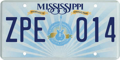 MS license plate ZPE014