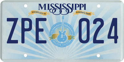 MS license plate ZPE024