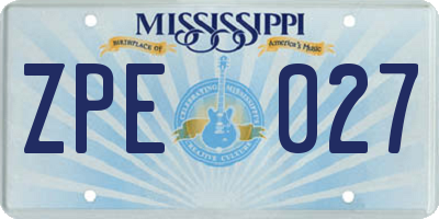 MS license plate ZPE027