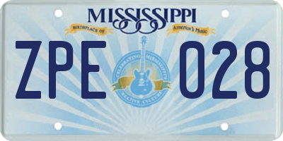 MS license plate ZPE028