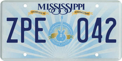 MS license plate ZPE042