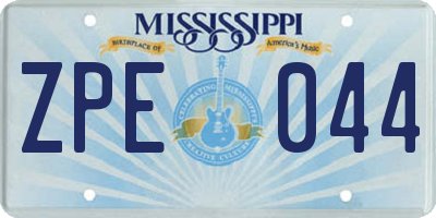 MS license plate ZPE044