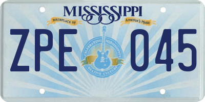 MS license plate ZPE045
