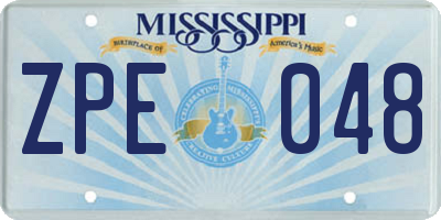MS license plate ZPE048