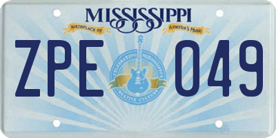 MS license plate ZPE049
