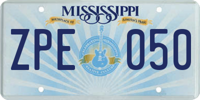 MS license plate ZPE050