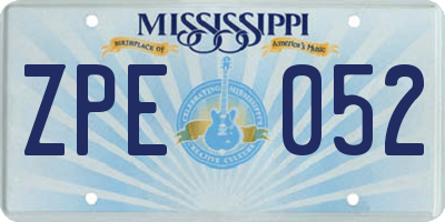 MS license plate ZPE052