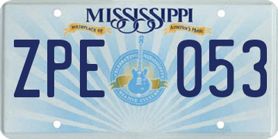 MS license plate ZPE053