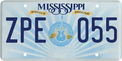 MS license plate ZPE055