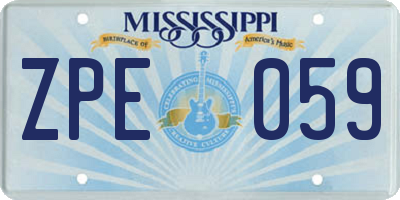 MS license plate ZPE059