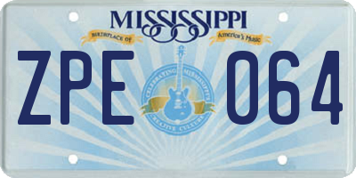 MS license plate ZPE064