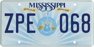 MS license plate ZPE068