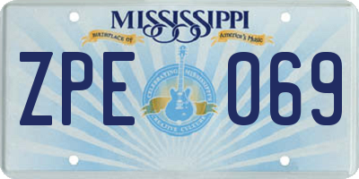 MS license plate ZPE069
