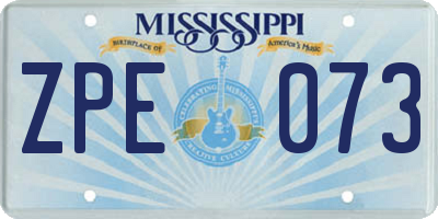 MS license plate ZPE073