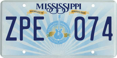 MS license plate ZPE074