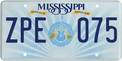 MS license plate ZPE075