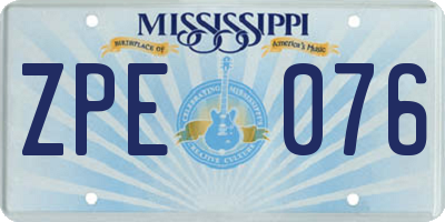 MS license plate ZPE076