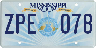 MS license plate ZPE078