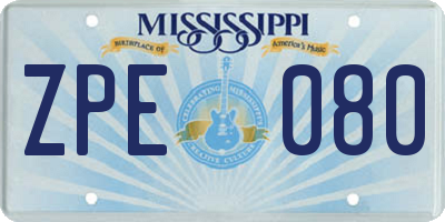MS license plate ZPE080