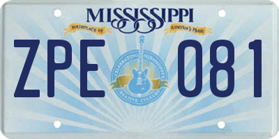 MS license plate ZPE081