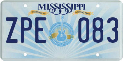 MS license plate ZPE083