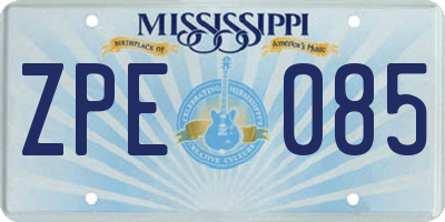 MS license plate ZPE085