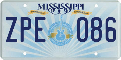 MS license plate ZPE086