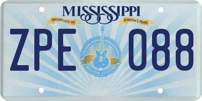 MS license plate ZPE088