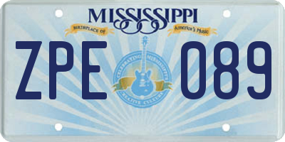 MS license plate ZPE089