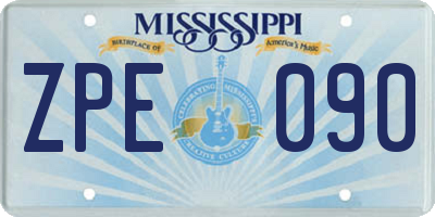 MS license plate ZPE090