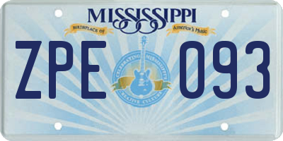 MS license plate ZPE093