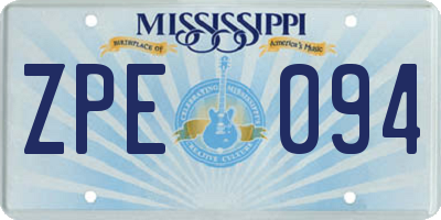 MS license plate ZPE094