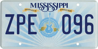 MS license plate ZPE096