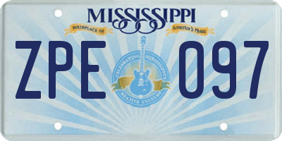MS license plate ZPE097