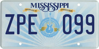 MS license plate ZPE099