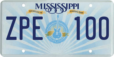 MS license plate ZPE100
