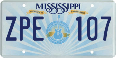 MS license plate ZPE107