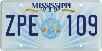 MS license plate ZPE109