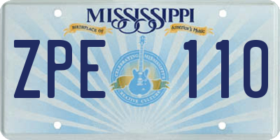 MS license plate ZPE110