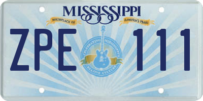 MS license plate ZPE111
