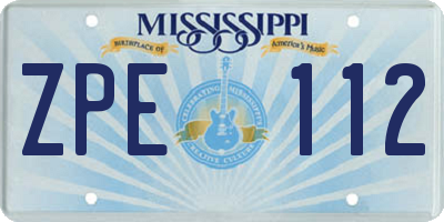 MS license plate ZPE112